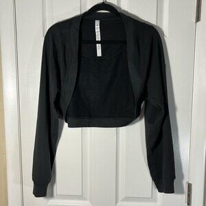 Lululemon French terry long sleeve shrug black cropped cotton modal nwot sz 8